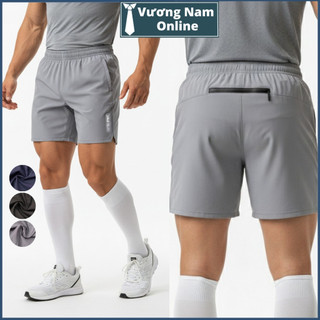  Quần đùi thể thao nam tập GYM chạy bộ xẻ chữ V vải dù gió túi sau để ĐT LOGO phản quang VNO172 