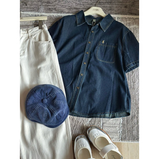 áo denim croptop thêu ngực COMIC