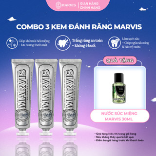 Combo 3 Tuýp Kem Đánh Răng Marvis Fullsize 75ML hỗ trợ trắng răng, thơm miệng