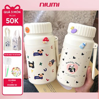 Bình giữ nhiệt NIUMI hoạ tiết dễ thương Fashion Cup 1000ml, inox 316 có lưới lọc trà tiện lợi