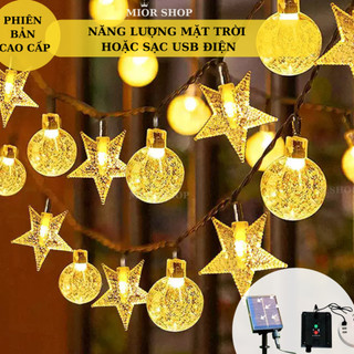  Dây Đèn Led Trang Trí Năng Lượng Mặt Trời Tấm Pin Cao Cấp Có Remote + Sạc USB điện 