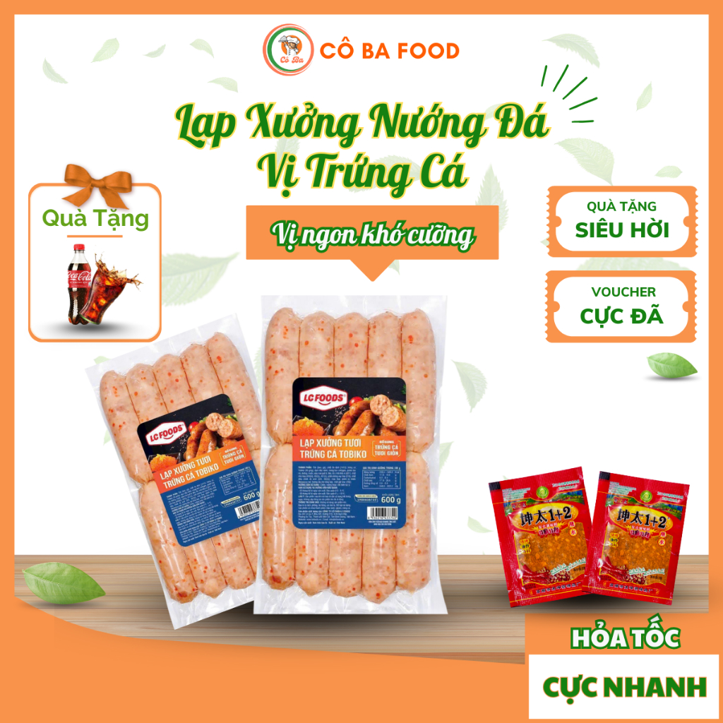 [ Siêu Tốc 1H ] Lạp Xưởng Nướng Đá-  Lạp Xưởng Trứng Cá- Lạp Xưởng Vị Cay LCFoods 600G