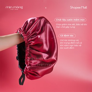 Mũ Trùm Tóc Ngủ Mịn Màng Việt Nam Chất Liệu Lụa Satin 2 Lớp Có Dây Điều Chỉnh Chống Rụng Giữ Nếp Tóc