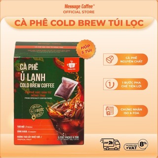  Cà Phê Cold Brew Ủ Lạnh Túi Lọc Arabica Cầu Đất - Cafe Tiện Lợi Ít Đắng Chua Thanh Từ Message Coffee Hộp 5 Túi 20g 