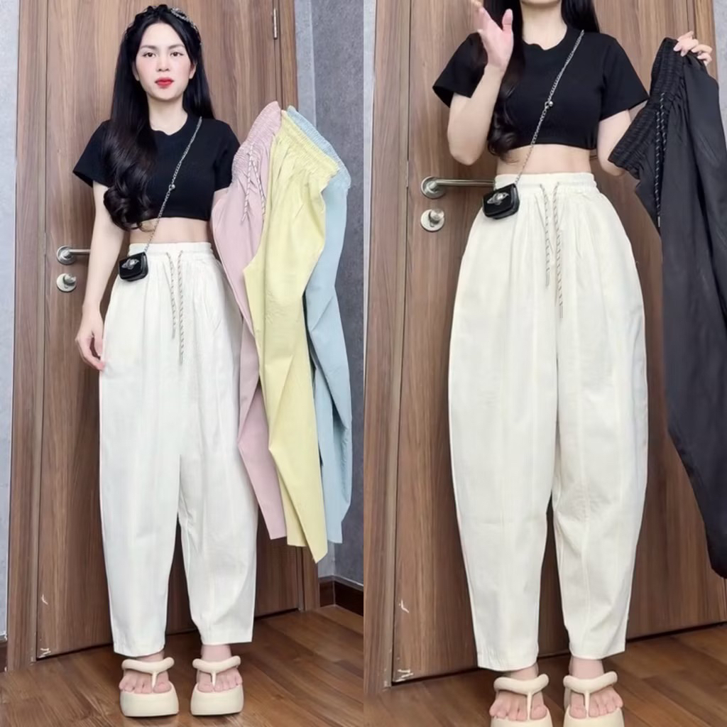 [DEAL MỞ BÁN] Quần dài nữ  kẻ sọc hoạ tiết nơ Cạp Chun Lưng Cao | BigBuy360 - bigbuy360.vn