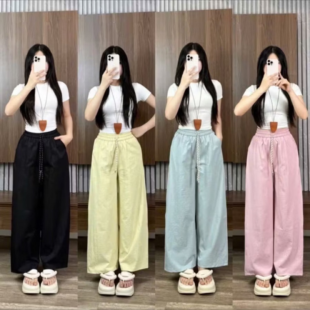 [DEAL MỞ BÁN] Quần dài nữ  kẻ sọc hoạ tiết nơ Cạp Chun Lưng Cao | BigBuy360 - bigbuy360.vn