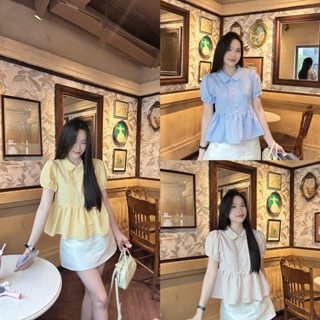  Áo sơ mi nữ babydoll caro tay ngắn trẻ trung LAMO - B1463 