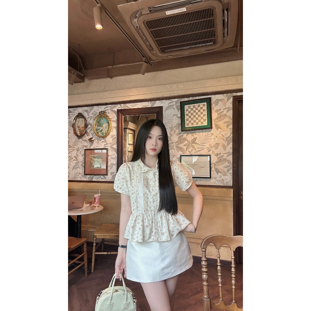 Áo sơ mi babydoll cổ viền ren xinh xắn trẻ trung LAMO - B1465 | BigBuy360 - bigbuy360.vn