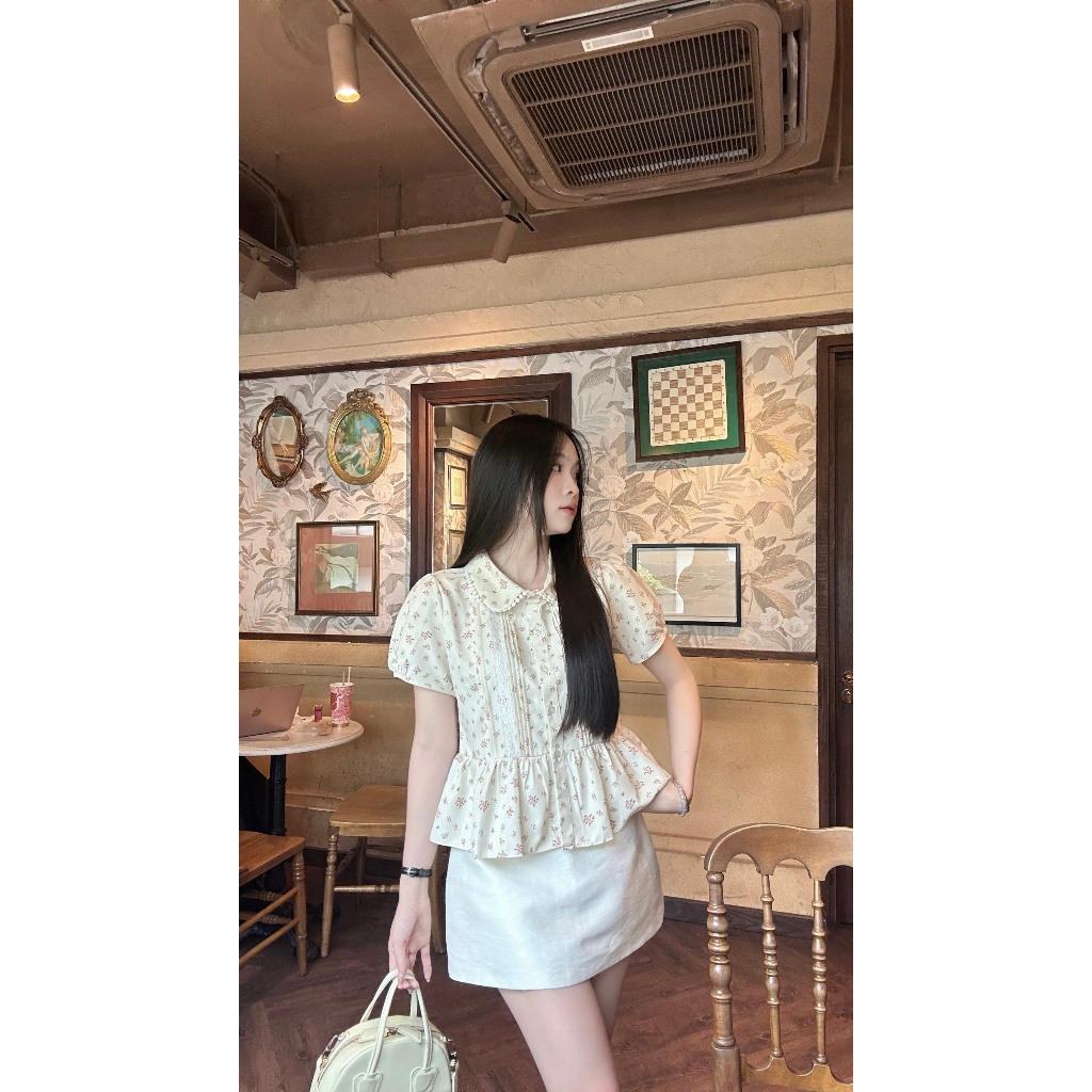 Áo sơ mi babydoll cổ viền ren xinh xắn trẻ trung LAMO - B1465 | BigBuy360 - bigbuy360.vn