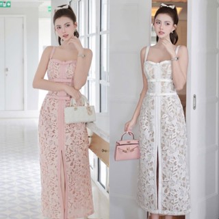  Đầm maxi ren họa tiết sang trọng dáng ôm cúp ngực xẻ tà dự tiệc nữ tính Hb.closet D17 