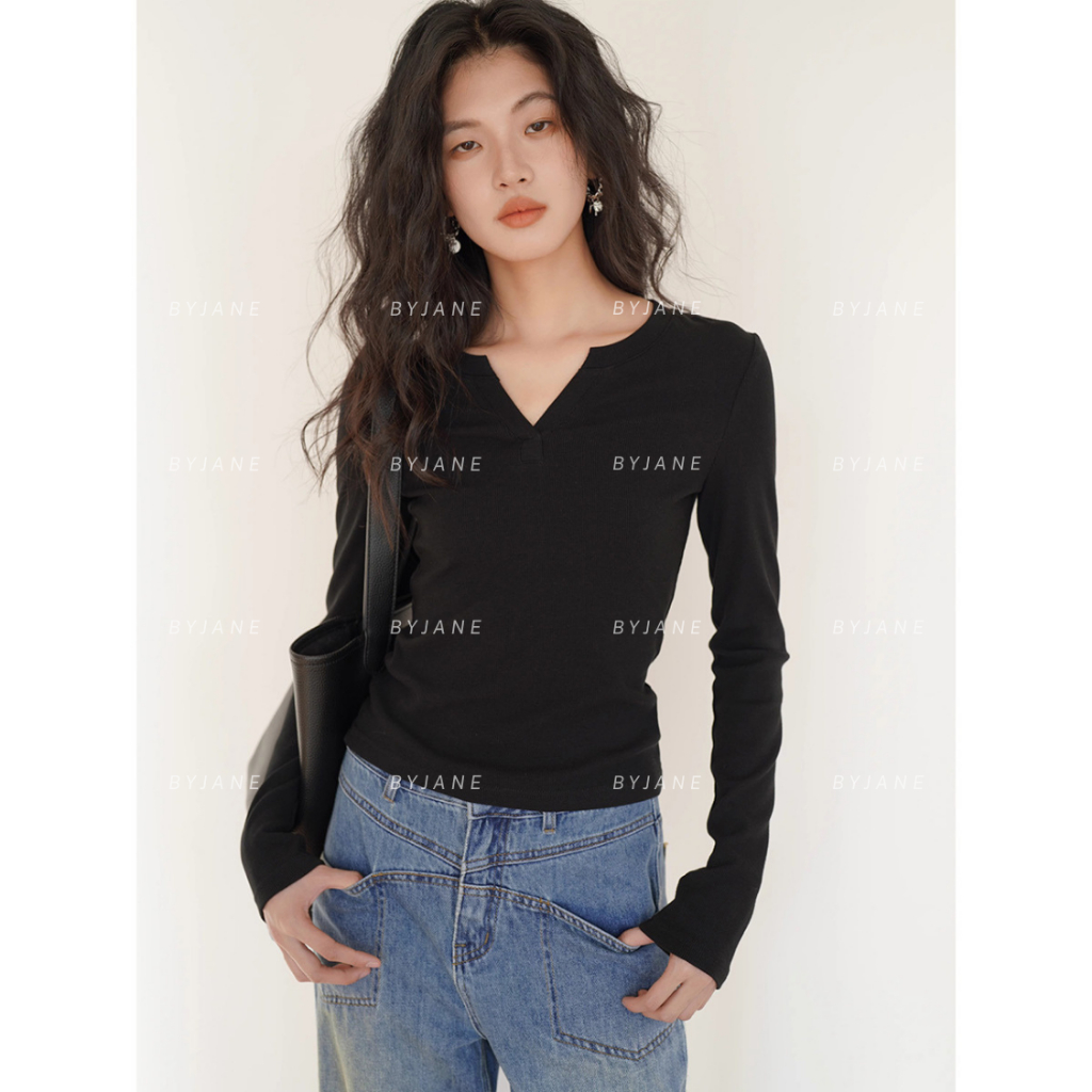 (XẢ KHO) Áo Thun Nữ Dài Tay Cổ Trụ Ôm Body Cotton 4 chiều, Áo Thun Dài Tay Hàn Quốc BYJANE-976 | BigBuy360 - bigbuy360.vn
