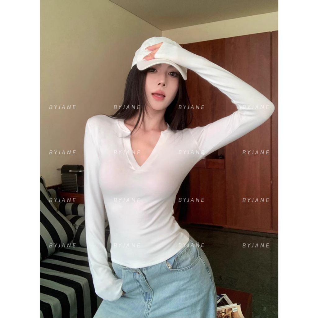 (XẢ KHO) Áo Thun Nữ Dài Tay Cổ Trụ Ôm Body Cotton 4 chiều, Áo Thun Dài Tay Hàn Quốc BYJANE-976 | BigBuy360 - bigbuy360.vn