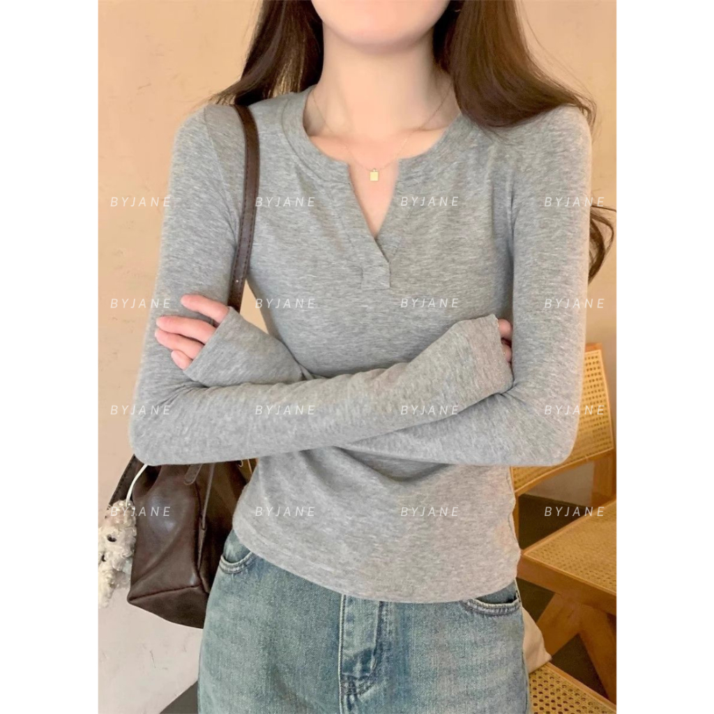 (XẢ KHO) Áo Thun Nữ Dài Tay Cổ Trụ Ôm Body Cotton 4 chiều, Áo Thun Dài Tay Hàn Quốc BYJANE-976 | BigBuy360 - bigbuy360.vn