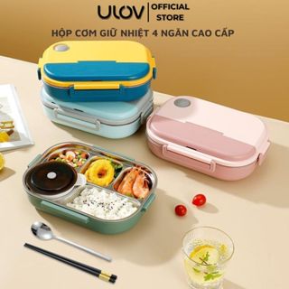  Hộp Cơm Giữ Nhiệt Văn Phòng 3 4 Ngăn Kèm Túi Cao Cấp Quay Được Lò Vi Sóng Tặng Kèm Đũa Thìa ULOV - HOPDC01 
