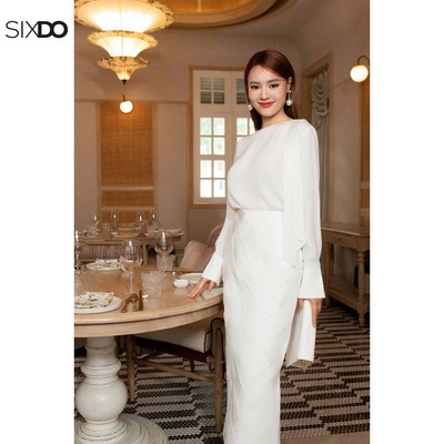 Chân váy trắng khaki SIXDO (White Khaki Loose Skirt)