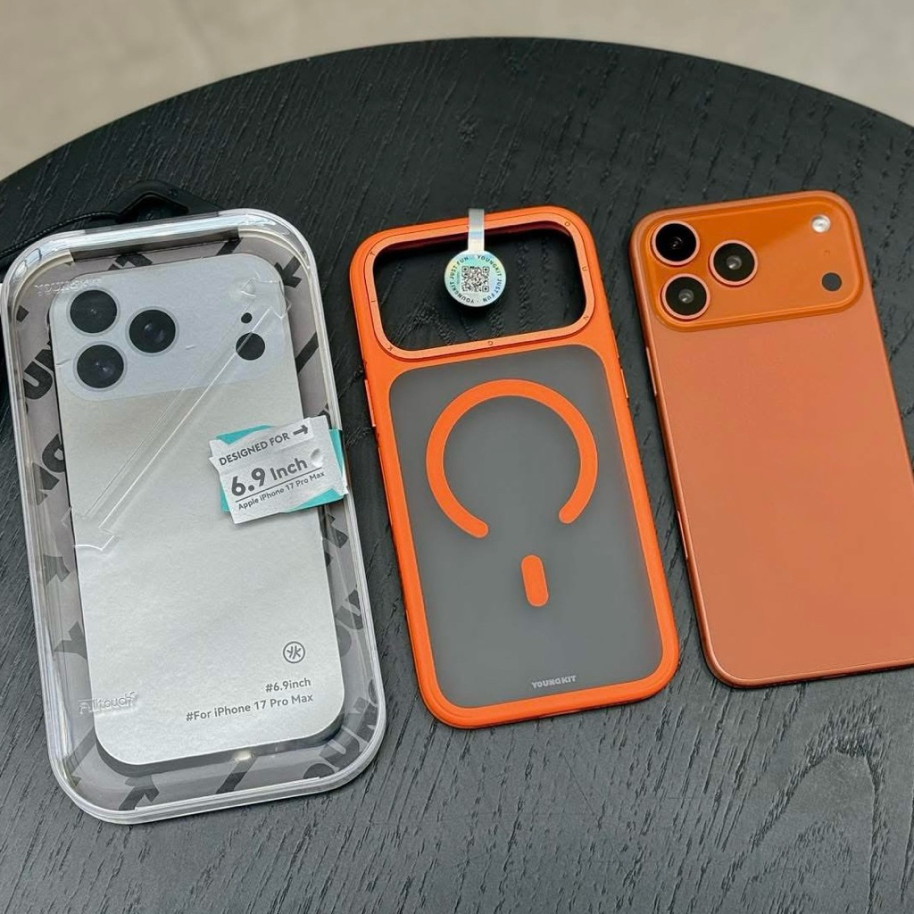 Ốp lưng Youngkit Rock Sand lưng nhám chống vân hỗ trợ sạc ko dây cho điện thoại ip 17 promax 16 prom