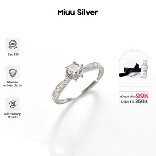  Nhẫn bạc nữ Miuu Silver đính đá 6 trấu thân vát Christiana Ring 