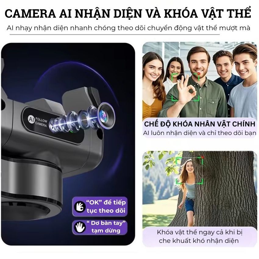 Tripod Điện Thoại AI C22 Kiêm Gimbal Xoay 360 Độ Chống Rung Theo Dõi Chuyển Động Nâng Cấp 2026 | BigBuy360 - bigbuy360.vn