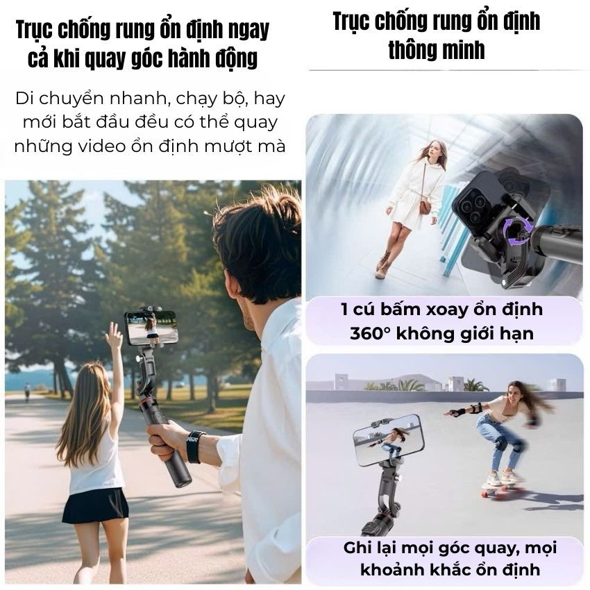 Tripod Điện Thoại AI C22 Kiêm Gimbal Xoay 360 Độ Chống Rung Theo Dõi Chuyển Động Nâng Cấp 2026 | BigBuy360 - bigbuy360.vn