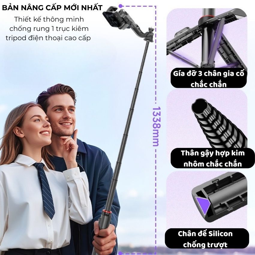 Tripod Điện Thoại AI C22 Kiêm Gimbal Xoay 360 Độ Chống Rung Theo Dõi Chuyển Động Nâng Cấp 2026 | BigBuy360 - bigbuy360.vn