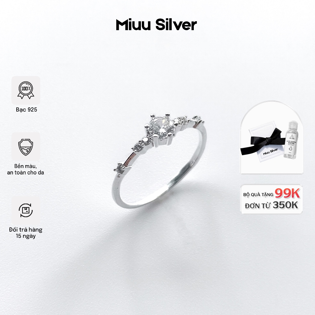 Nhẫn bạc nữ Miuu Silver đính đá Cateria Ring