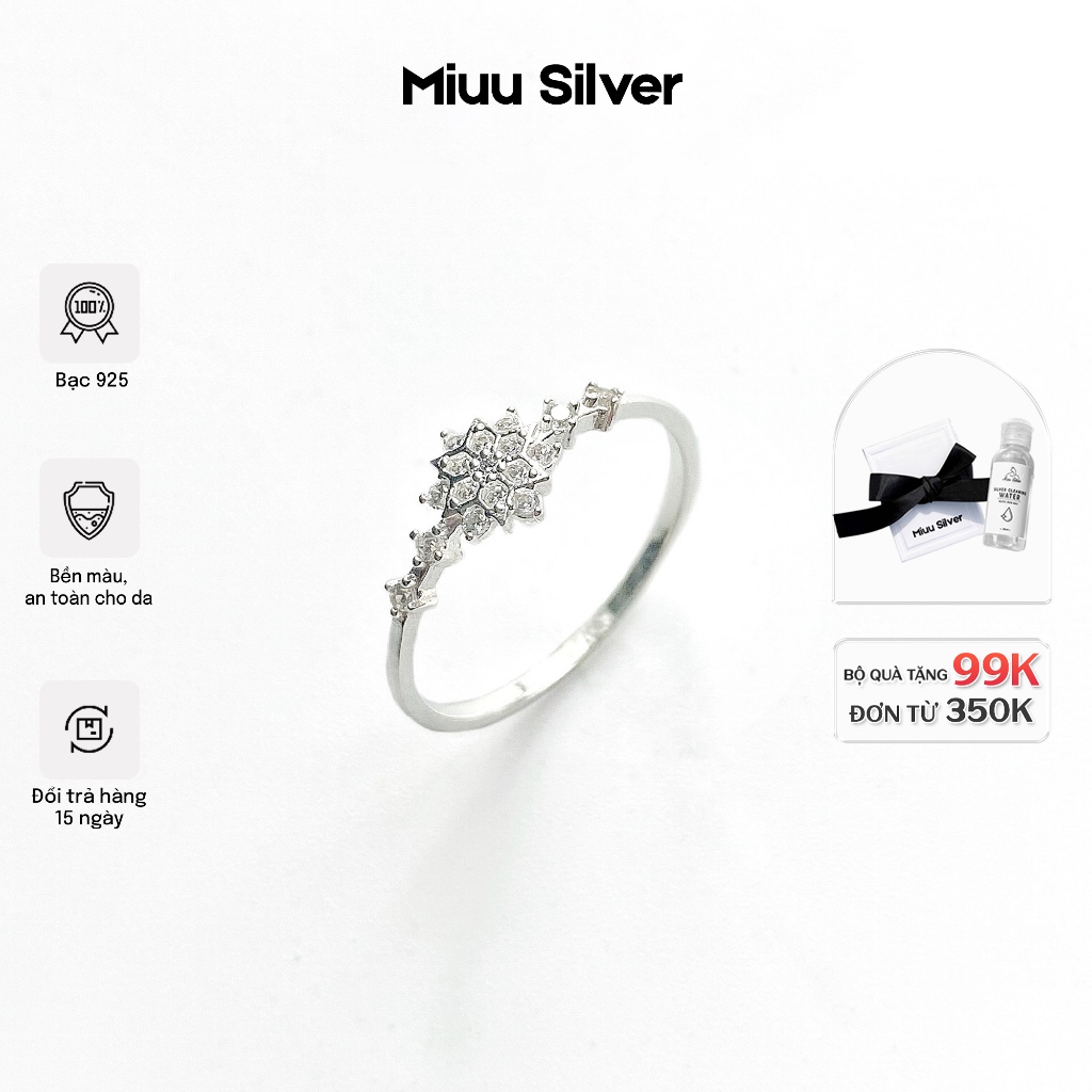 Nhẫn bạc nữ Miuu Silver bông hoa tuyết đính đá Snow Flakes Ring