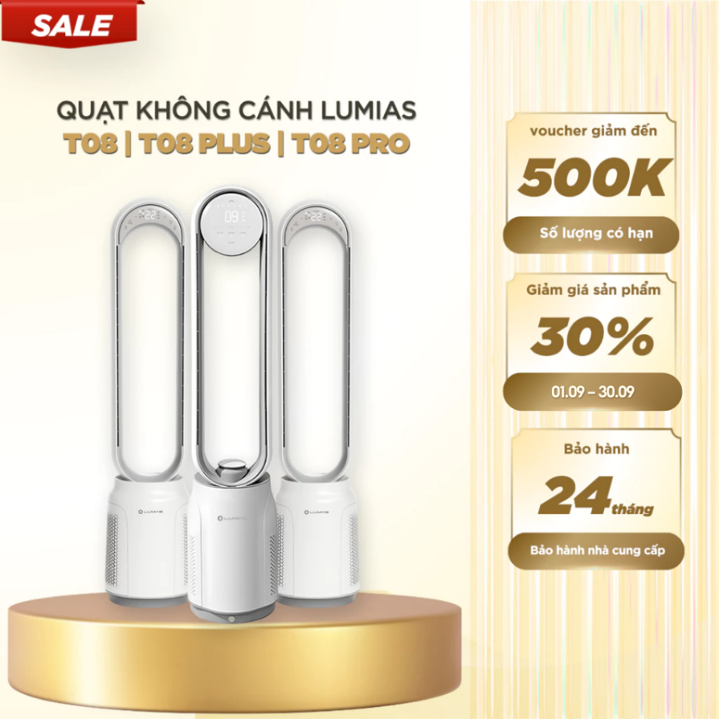 [SIÊU SALE 25.09] Quạt không cánh kết hợp lọc không khí Lumias T08 / T08 Pro/ T08 Plus - 33W, 3 chế 