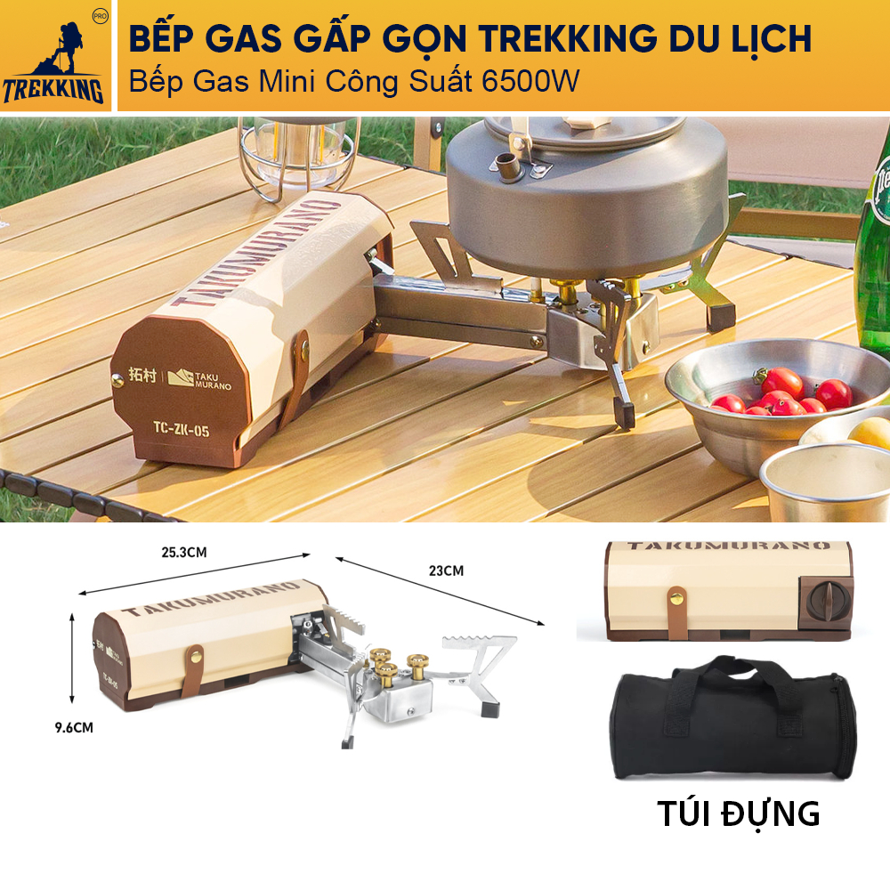 Bếp ga mini Camping Trekking, Bếp Gas Gấp Gọn Chính Hãng CLS, Bếp Gas Mini Công Suất 6500W Cắm Trại 