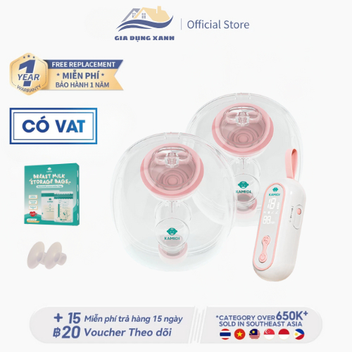 Máy Hút Sữa Điện Đôi Kamidi Easy 1 - Hút Mạnh, Kiệt Sữa, Thiết Kế Rảnh Tay Với Chế Độ Sinh Học Tiện 