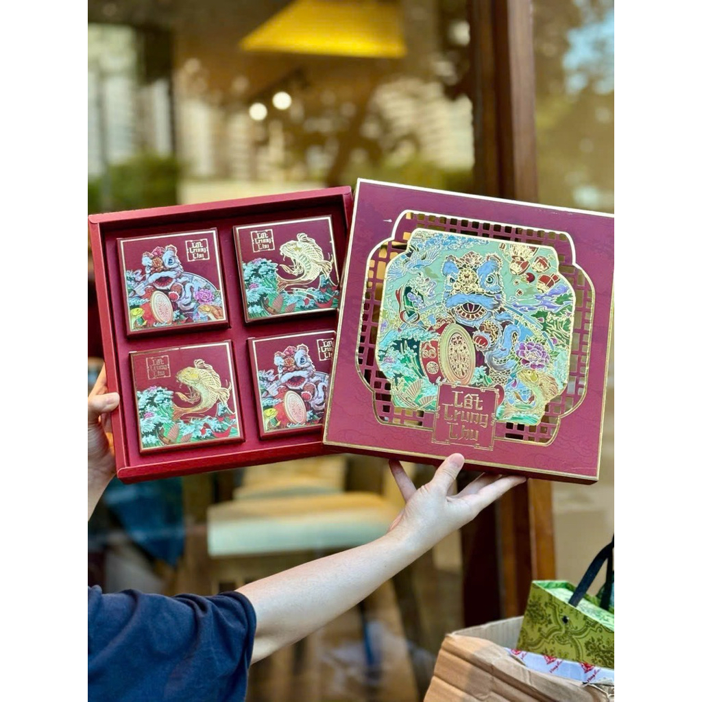 Set 10 vỏ hộp đựng 4 bánh ép kim mẫu Lân Ngư