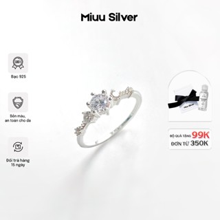Nhẫn bạc nữ Miuu Silver đính đá xinh xắn, sang trọng Elina Ring