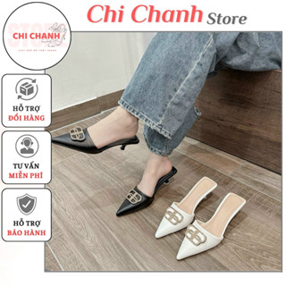  Sục mũi nhọn 5p đính đá chuẩn form thời trang guốc sục sabo chất da mềm mịn lên chân tôn dáng G210 