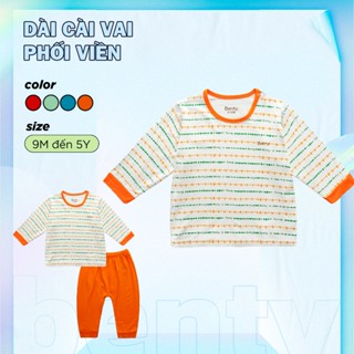 Dài cài vai họa tiết phối viền BENTY dễ thương chất mát mềm mịn, đồ bộ cao cấp cho bé trai, bé gái