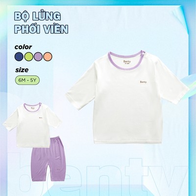 Bộ lửng phối viền trơn BENTY chất liệu an toàn cho làn da bé, đồ bộ cho bé trai, bé gái cao cấp