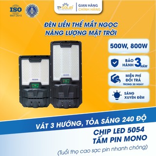  Đèn Đường Năng Lượng Mặt Trời Liền Thể TP SOLAR Led Mắt Ngọc 500W 800W Siêu Sáng Cảm Biến Chuyển Động 