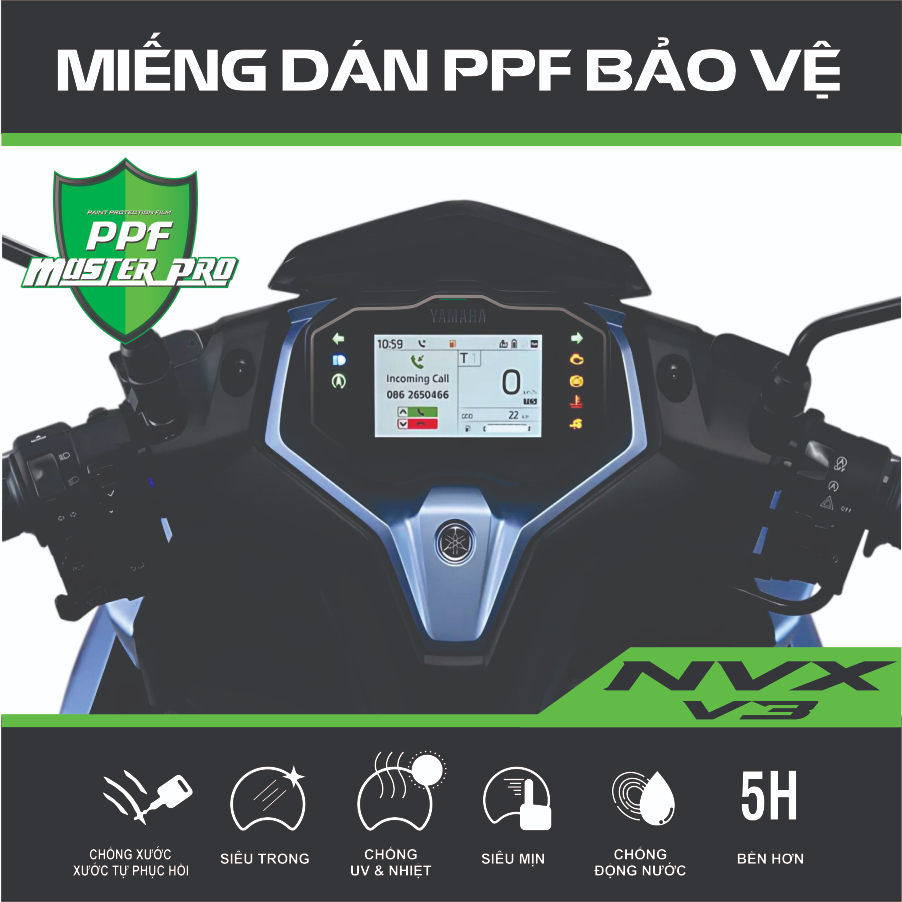 Miếng Dán PPF Bảo Vệ Mặt Đồng Hồ Xe YAMAHA NVX 155 VVA V3  2025 | Chất Liệu Film PPF...