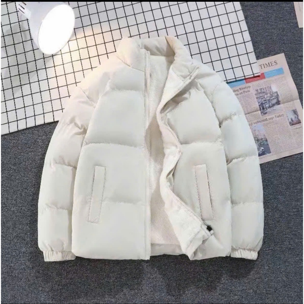 Áo Phao Lót Lông Cừu Cổ vải Cao Cấp, Áo Khoác Unisex Nam Nữ Đại Hàn Dày Dặn Chống Rét Giữ Ấm | BigBuy360 - bigbuy360.vn