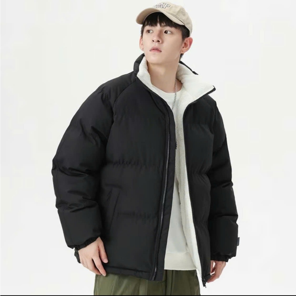 Áo Phao Lót Lông Cừu Cổ vải Cao Cấp, Áo Khoác Unisex Nam Nữ Đại Hàn Dày Dặn Chống Rét Giữ Ấm | BigBuy360 - bigbuy360.vn