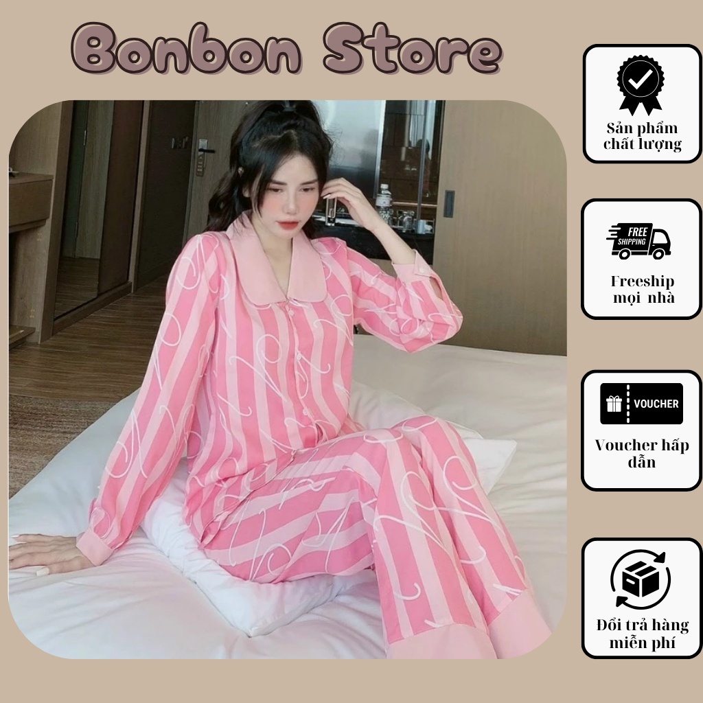 Đồ bộ Pijama nữ siêu xinh đồ bộ ngủ nữ tay dài quần dài đồ bộ mặc tại nhà vải kate thái chất mát