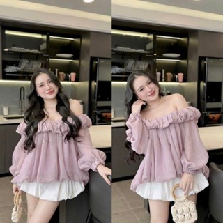   Hàng Shop : Set Áo Trễ Vai Tơ Hồng Tím Bẹt Vai Mix Chân Váy Trắng Tiểu Thư Xinh Xắn  Phù Hợp Đi Cafe Du Lịch -Lollaye 