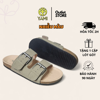 Dép Birken Nam Nữ YAZZY & Me, Đế Trấu Cao Su Chống Trơn Trượt Quai Ngang Khóa Kim Loại Màu Xám Đen, Giày Xuất Xịn YAMI