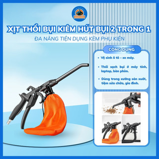 Đầu vòi xịt thổi bụi kiêm hút bụi 2 trong 1 màu cam đen, thiết bị hút thổi đa năng cầm tay