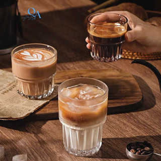   TH  BỘ 6 LY thuỷ tinh chuyên dụng cho quán trà sữa cà phê phong cách tối giản  cốc đựng CF cream sinh tố CAPUCHINO 