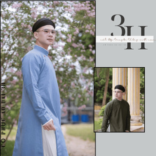 Áo tấc cổ phục ngũ thân tay chẽn nam 2 lớp chất liệu tây thi lót lụa - áo dài 3H