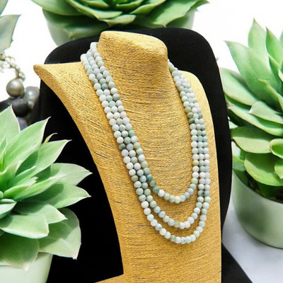 Chuỗi Cẩm Thạch 3 Tầng Type A Size 8ly (Hàng Có Sớ Đá) - Ngọc Trai Trường Thịnh