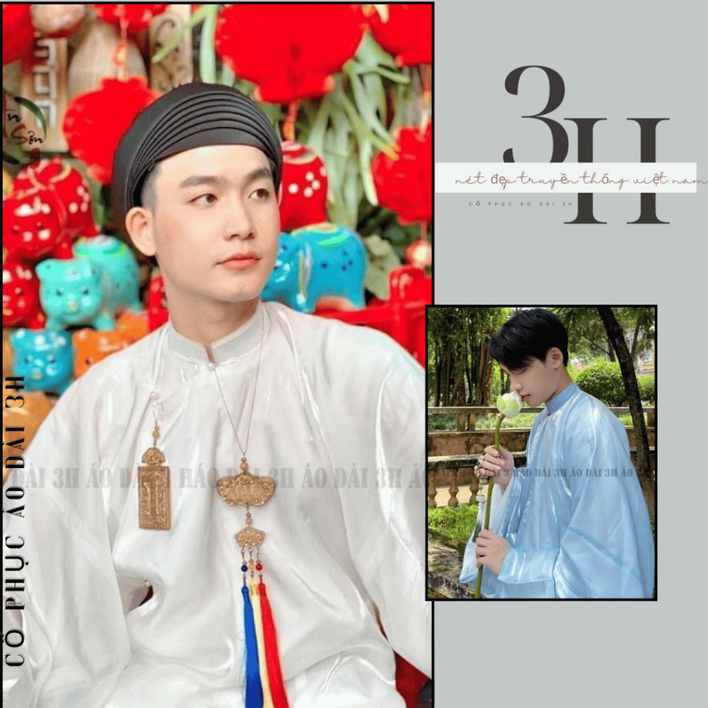 Áo tấc , cổ phục nam tay thụng to 2 lớp chất liệu tơ sống lót lụa nhật - áo dài 3h