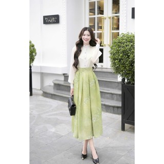 Adeline House - Chân váy họa tiết xinh xắn, thanh lịch - TK 38 Xanh lá SML
