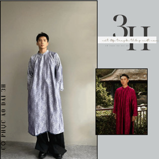 Áo tấc , áo cổ phục , ngũ thân nam tay chẽn bé chất gấm tơ tằm họa tiết thọ dơi - áo dài 3H