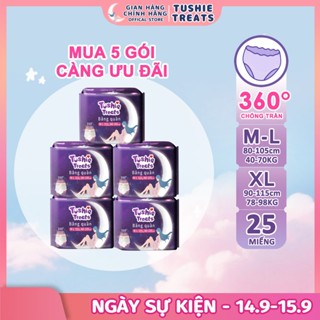 [COMBO 25 MIẾNG] Tushie Treats- Quần băng vệ sinh bản nâng cấp siêu mềm, siêu thấm, BVS dạng quần đủ size M-XL(35-90KG)