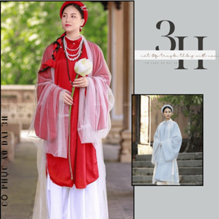 Áo lưới của áo cổ phục tấc ngũ thân chất liệu lưới mỹ dung cao cấp - Áo dài 3H